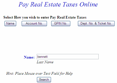 Search by name screen example