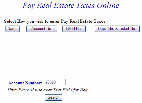 Account number/last name search example