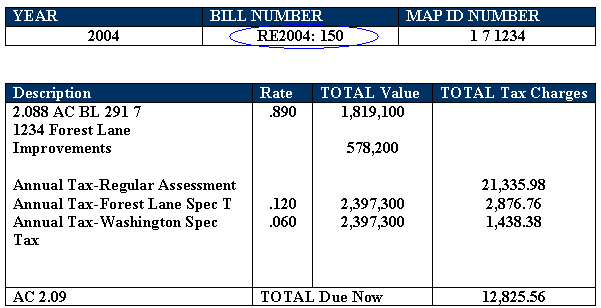 Tax bill example